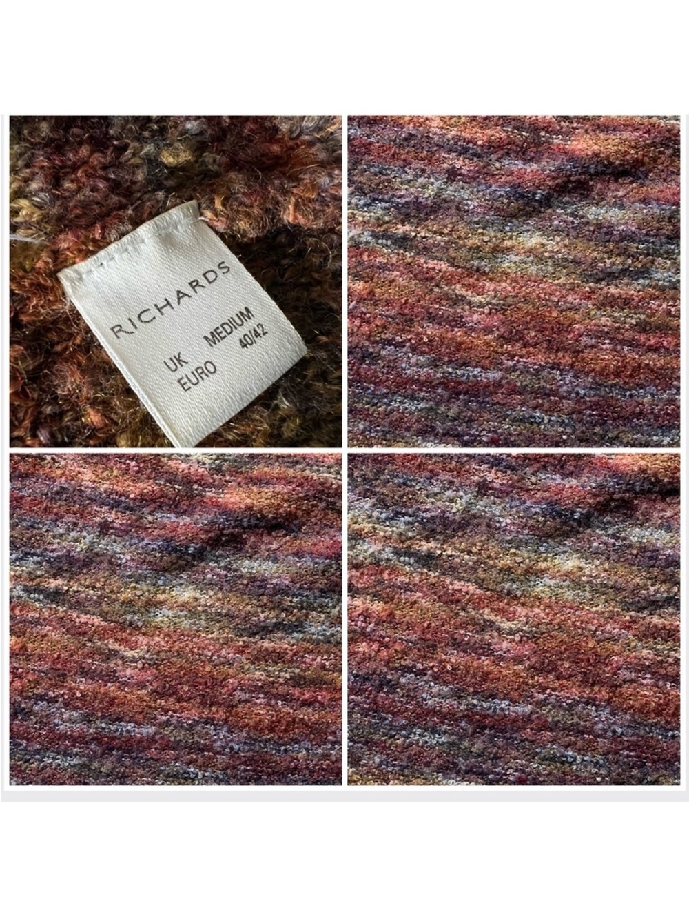 Vintage Bouclé Turtleneck Sweater Longline Oversized Space-Dyed Knit Brown - Picture 2 of 4